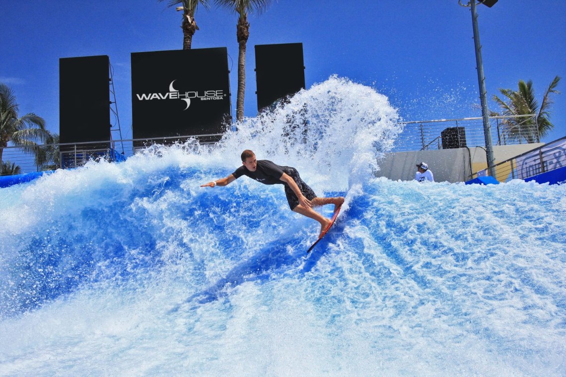 The FlowBarrel® creates endless barreling wave, mimicking actual waves in open waters